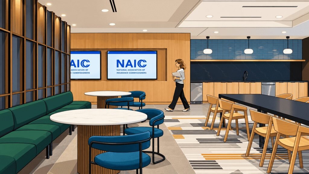 Caricature image of NAIC building