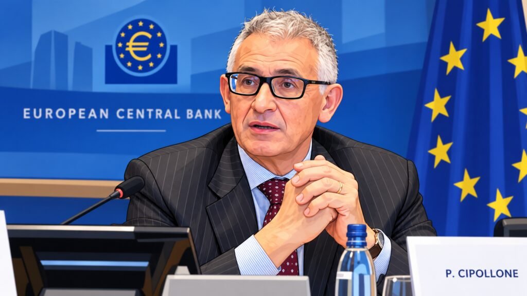 Caricature portrait of Piero Cipollone, Member of the Executive Board of the European Central Bank 