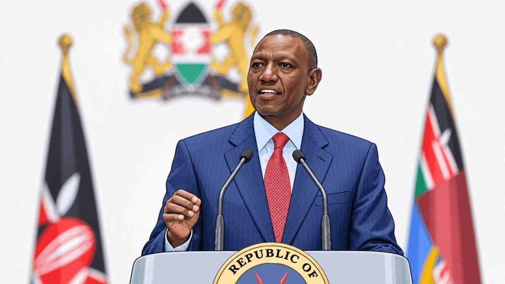 Caricature image of President William Ruto speaking