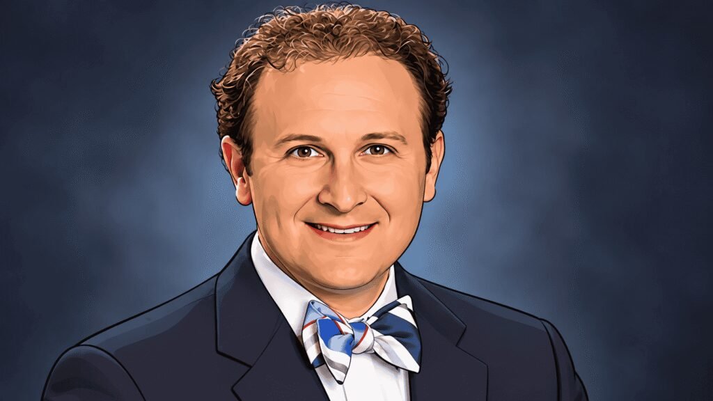 Caricature portrait of Prof. Aaron Kesselheim of Brigham and Women's Hospital