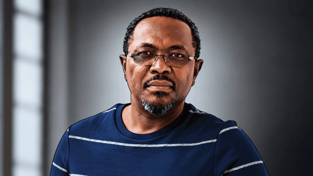 Caricature portrait of Soji Sanyaolu, founder and CEO at AirSmat 