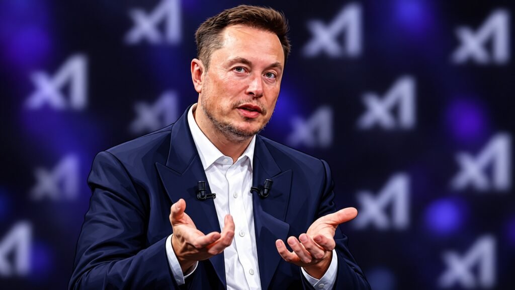 Caricature portrait of Elon Musk, chief executive of xAI