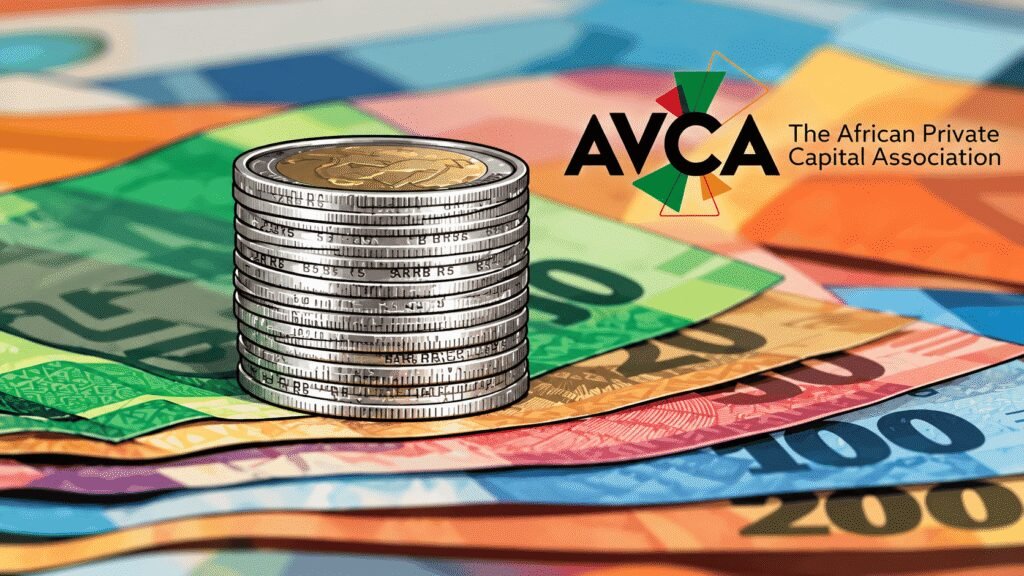 Caricature image of currencies and AVCA logo