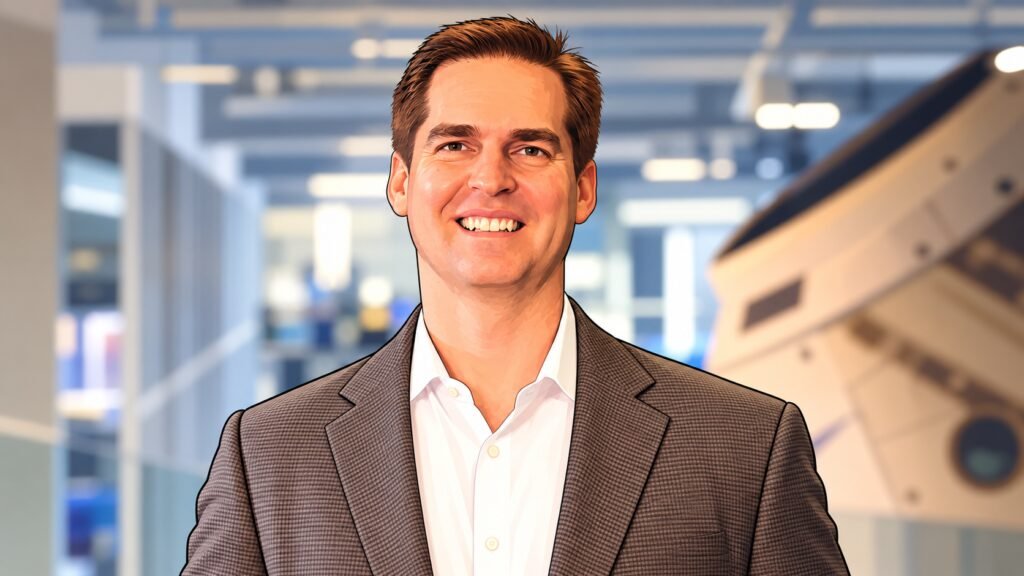 Caricature portrait of Bret Johnsen, chief financial officer at SpaceX