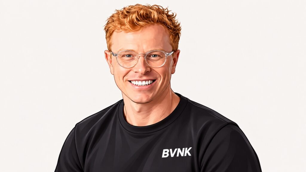 Caricature portrait of Chris Harmse, co-founder and chief business officer at BVNK. Alt text: “Chris Harmse, co-founder and chief business officer, BVNK
