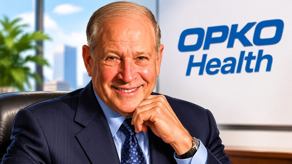 Caricature portrait of Phillip Frost, M.D., chairman and CEO of OPKO Health
