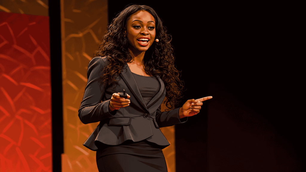 Caricature image of Dr. Ola Brown speaking