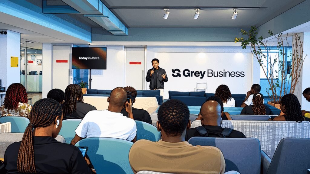 Caricature image of Grey Business presentation