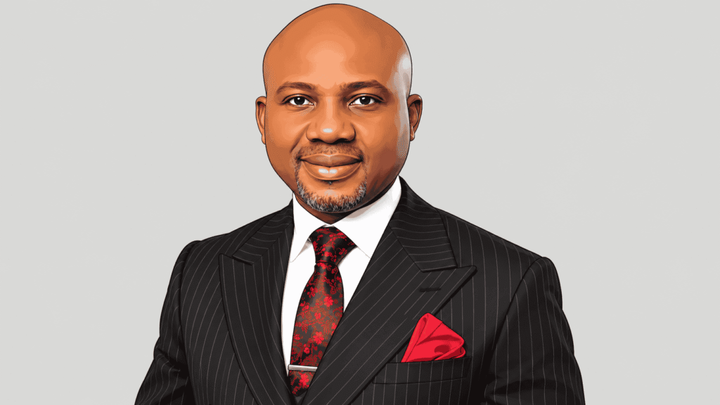 Caricature portrait of Kingsley Udeh, Minister of Innovation, Science and Technology