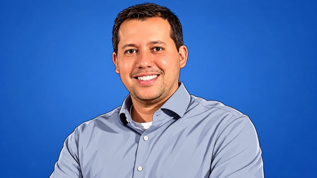 Caricature portrait of Robson Dantas, chief product and technology officer and co-founder of Inyo Global.