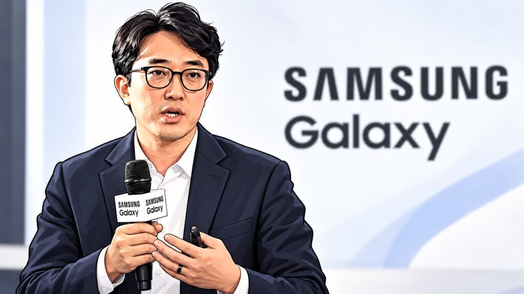 Caricature portrait of Woncheol Chai, executive vice president and head of the Digital Wallet Team at Samsung Electronics