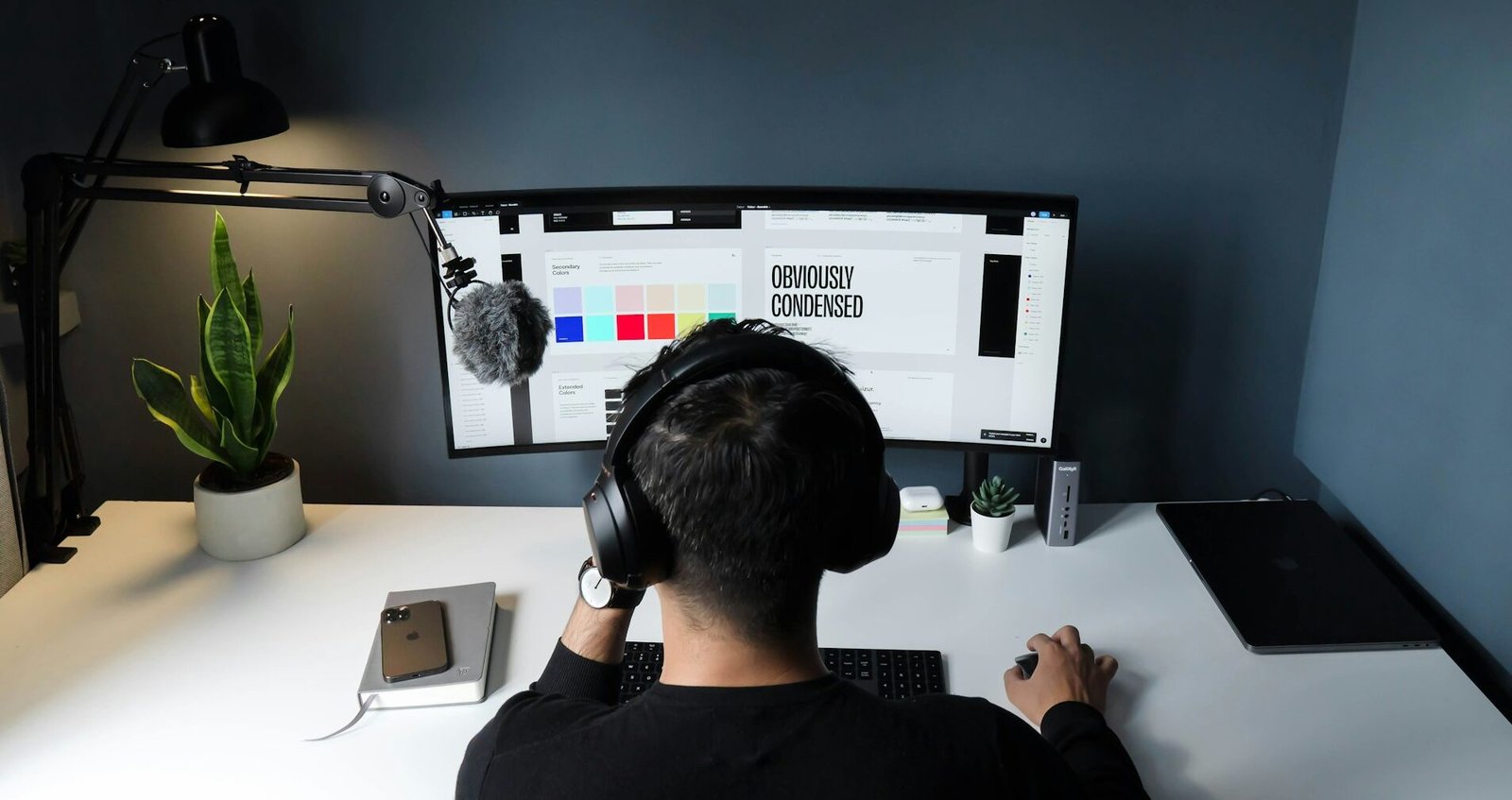 freelancer in his workspace