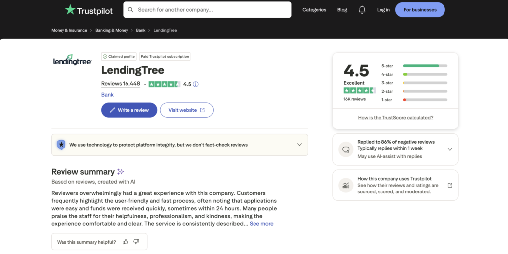 lendingtree trustpilot 1